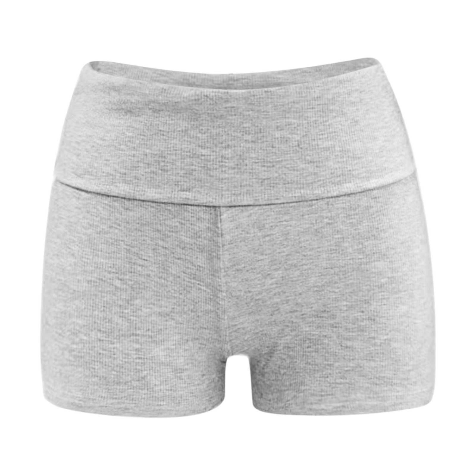 thumbnail image 5 of Leggings de cintura baja y doblez para mujer: pantalones cortos ajustados de color liso con tejido de poliéster, adecuados para el verano, el uso informal y el uso diario., 5 of 5